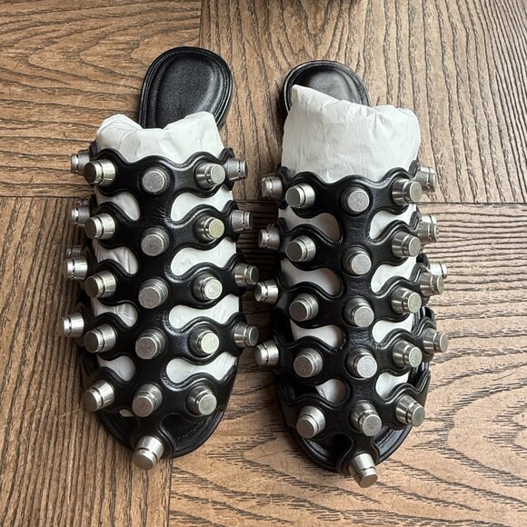 NWT ALEXANDER WANG REXA CAGE SLIDE SANDAL ROC STUD HARDWARE 37 - Picture 6 of 12